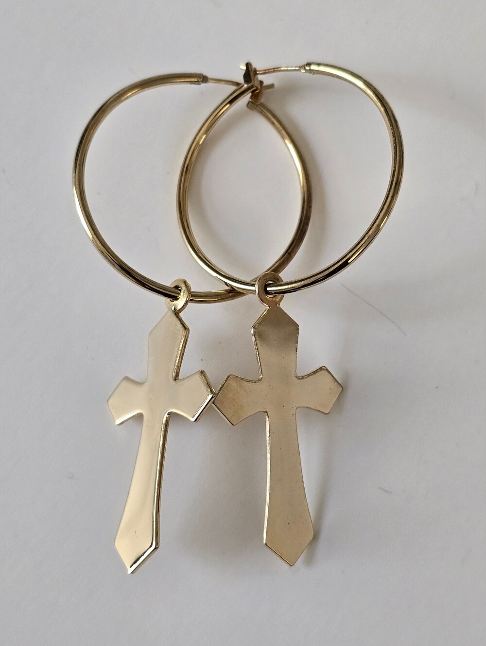 Gold Cross Hoop Earrings